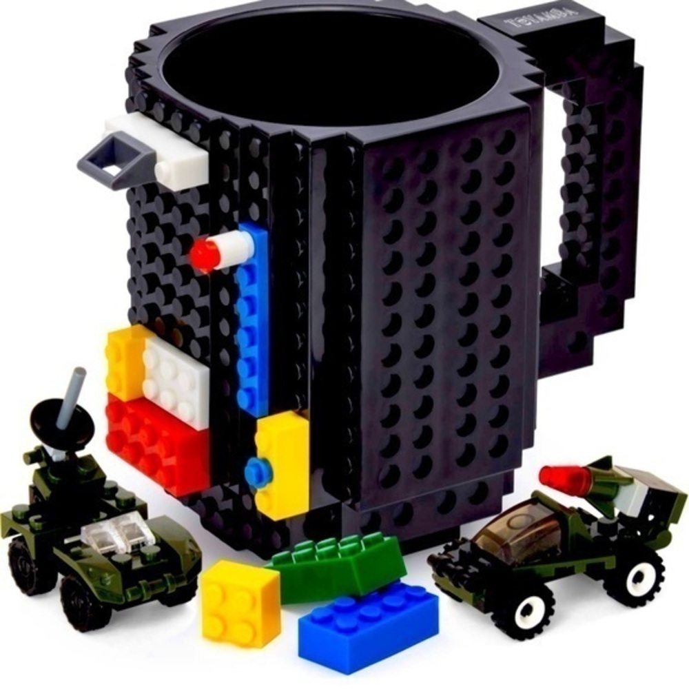 build on brick mugs.  New in box.  Connects on Lego system also.